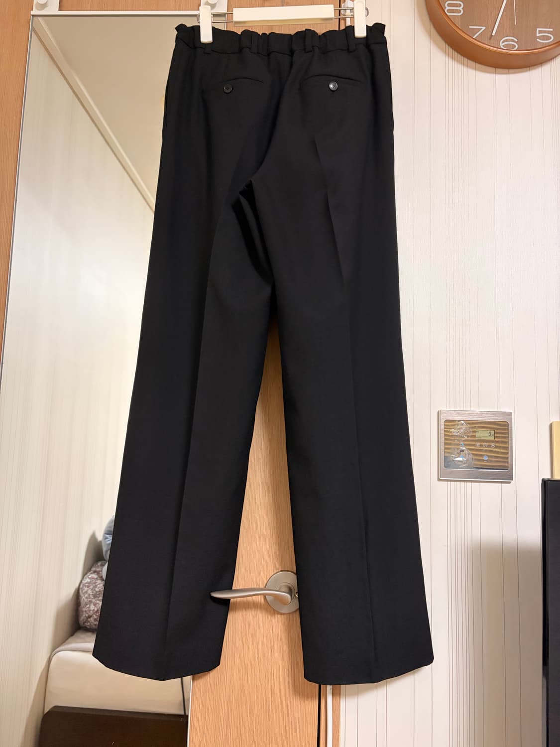 렉토 25SS 허리 밴딩 울 블렌드 팬츠 슬랙스 블랙 상품이미지4