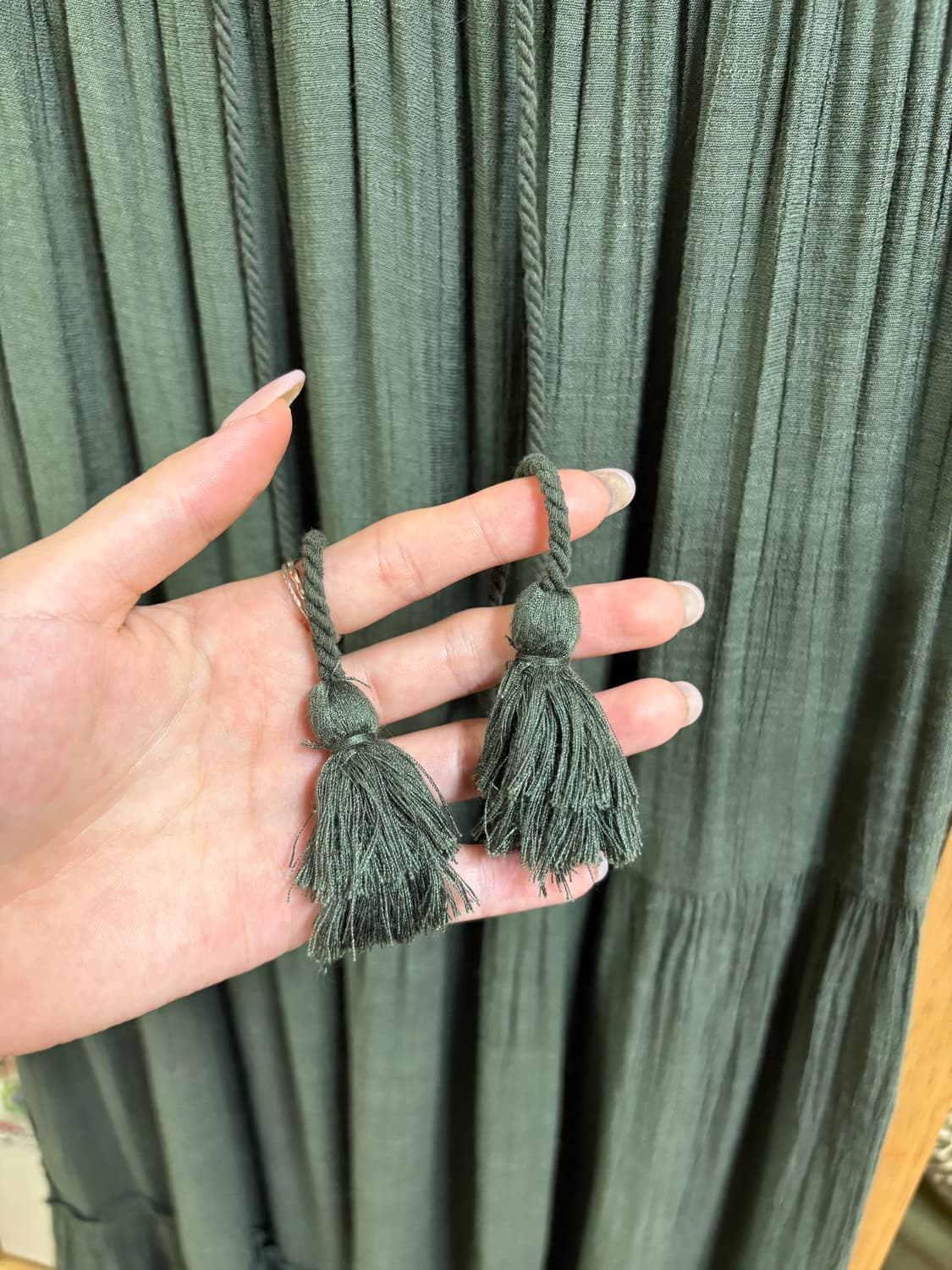 h&m 히피 모리 하구미 딥 카키 롱 스커트 상품이미지6