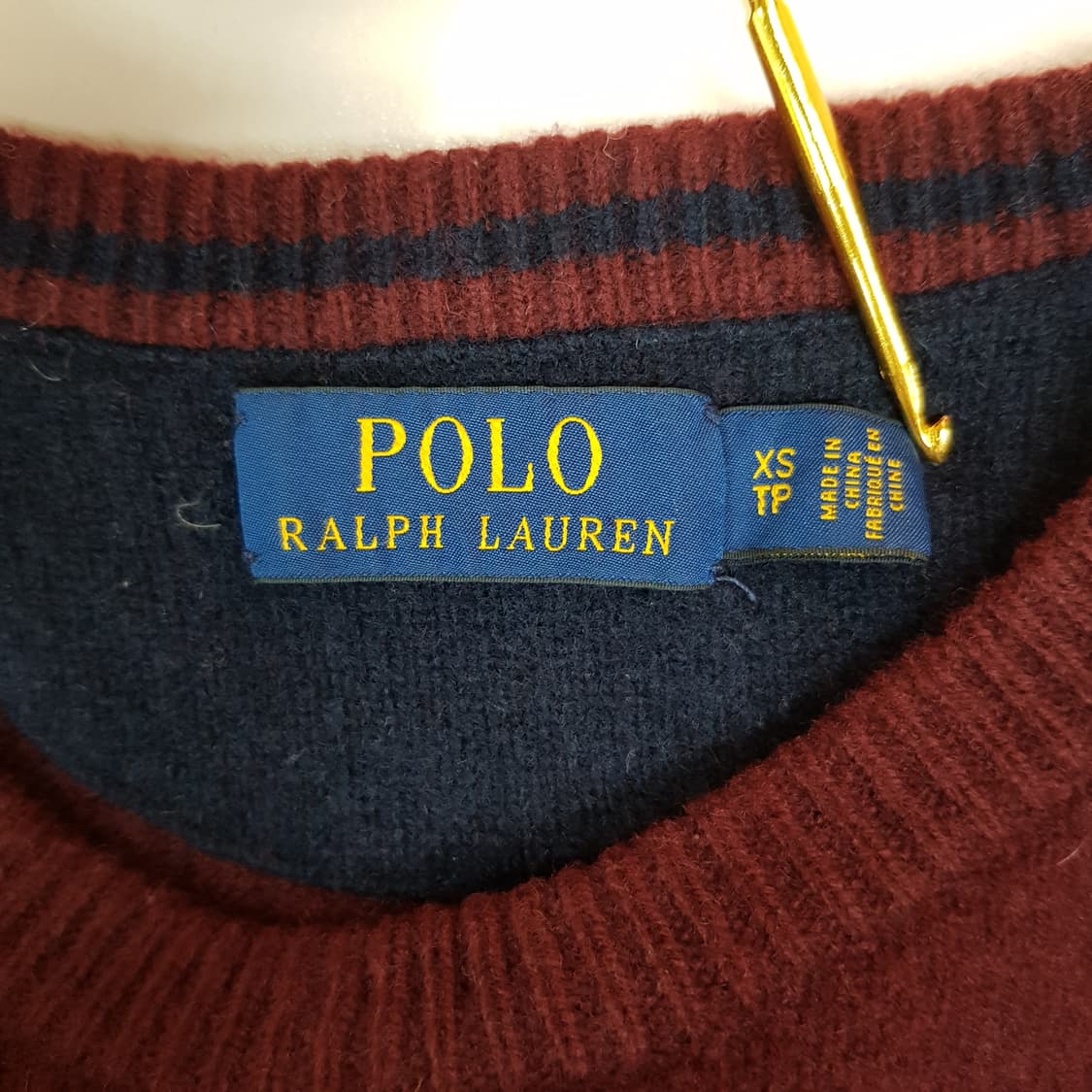 폴로 랄프로렌 버건디 스트라이프 울 니트 XS사이즈 상품이미지5