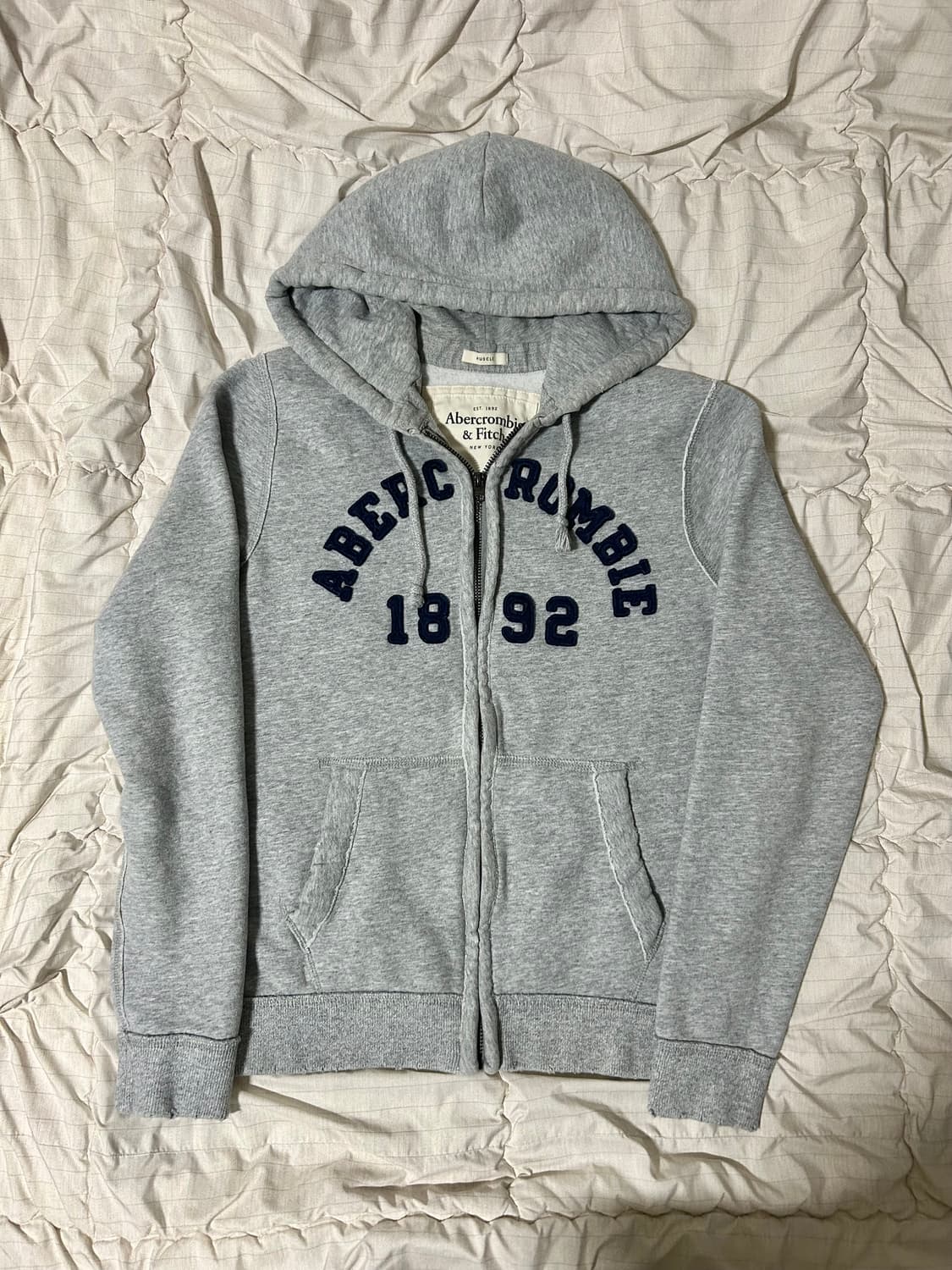 아베크롬비 데미지 디테일 라이트 그레이 후드집업 상품이미지2