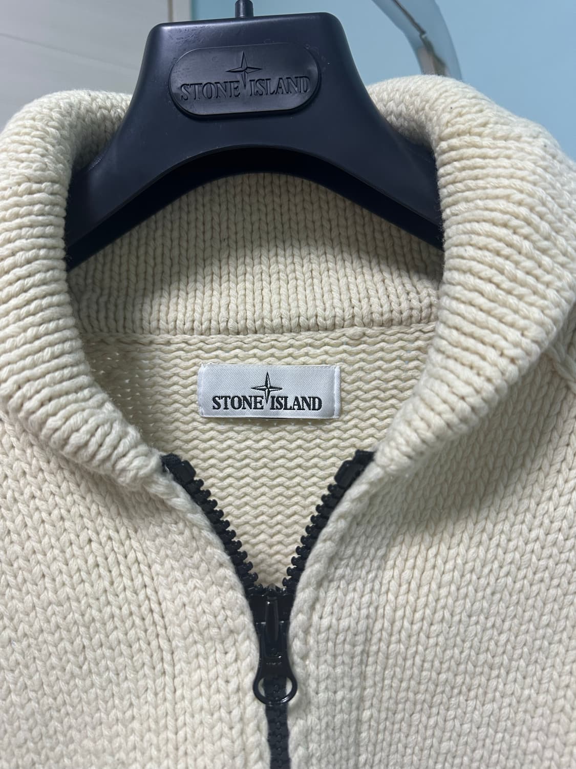스톤아일랜드 아이보리 헤비 니트집업 L 사이즈 상품이미지5