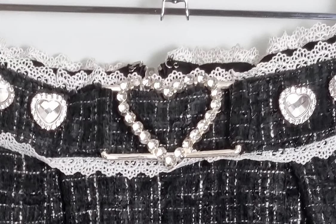 디어마이러브 블랙 하트 큐빅 포인트 트위드 스커트 상품이미지3