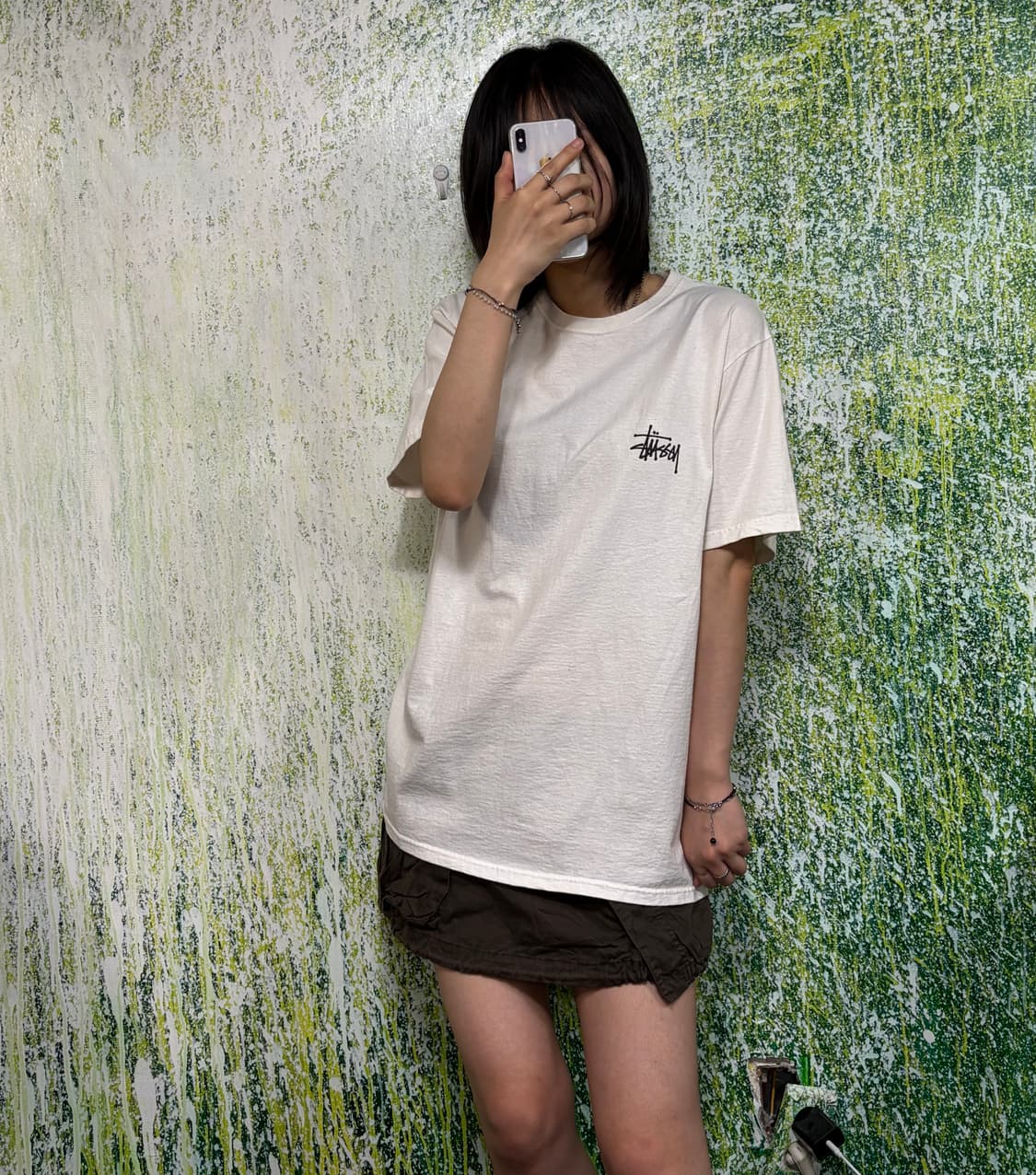 스투시 STUSSY 반팔 티셔츠 화이트 빅로고 반팔티 M 상품이미지2