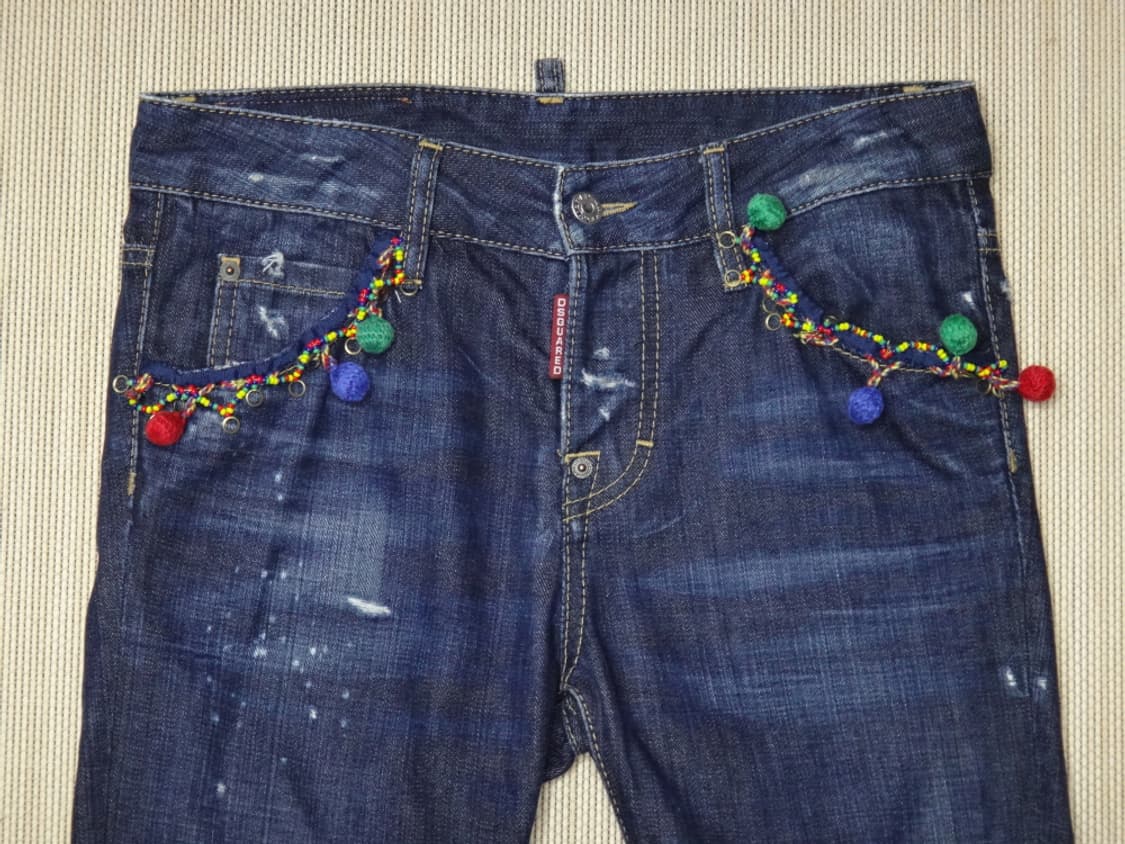 (38size) 디스퀘어드2 여성 데님 반바지 방울진 상품이미지4