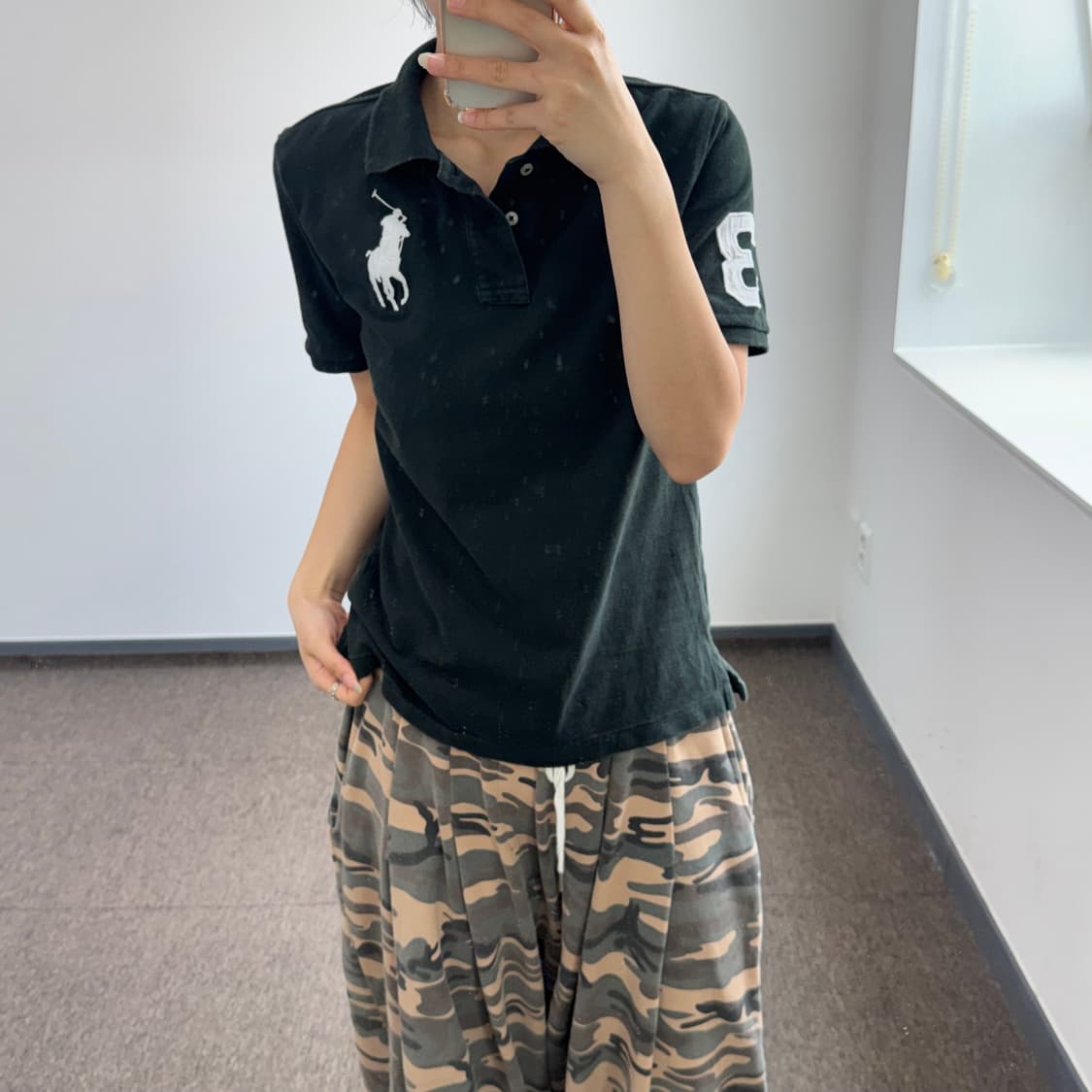 Polo 폴로 화이트 빅포니 블랙 카라 반팔티 상품이미지1