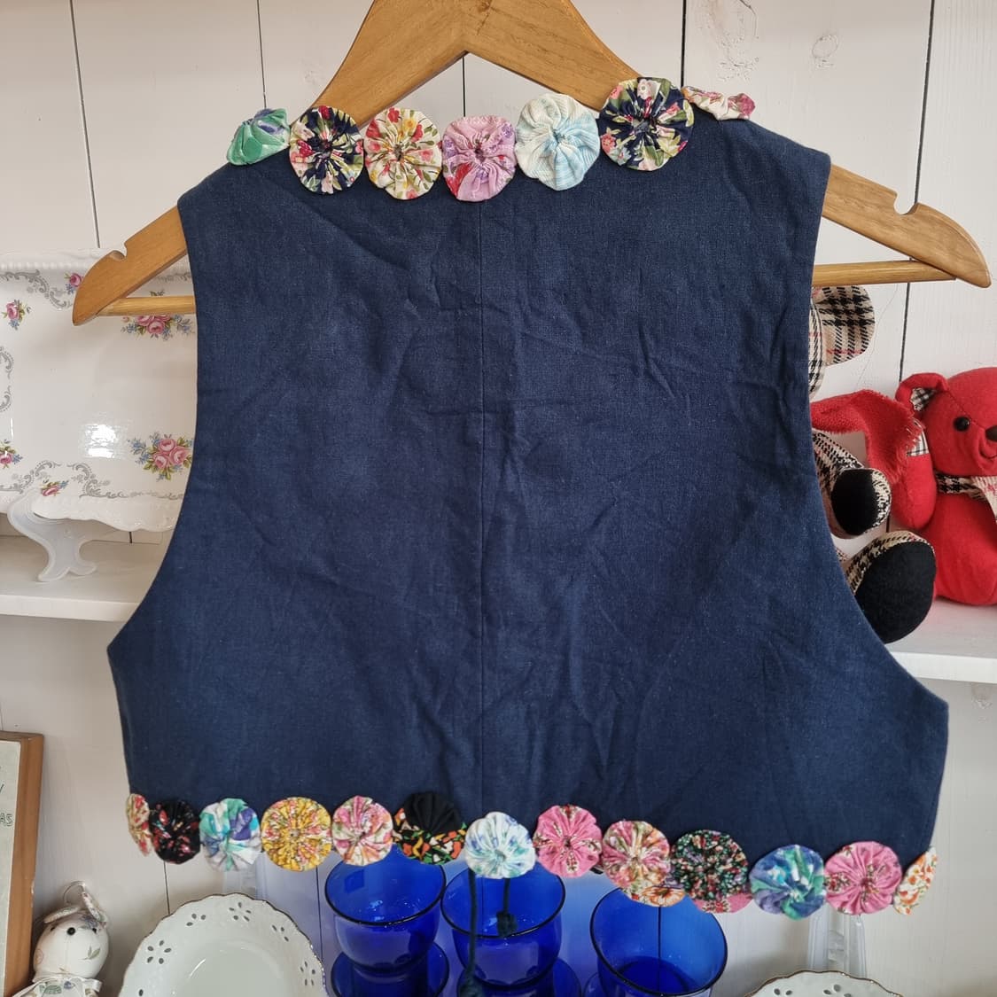 (하나 투 기타) 유니크 요요장식 리넨코튼 베스트 상품이미지5