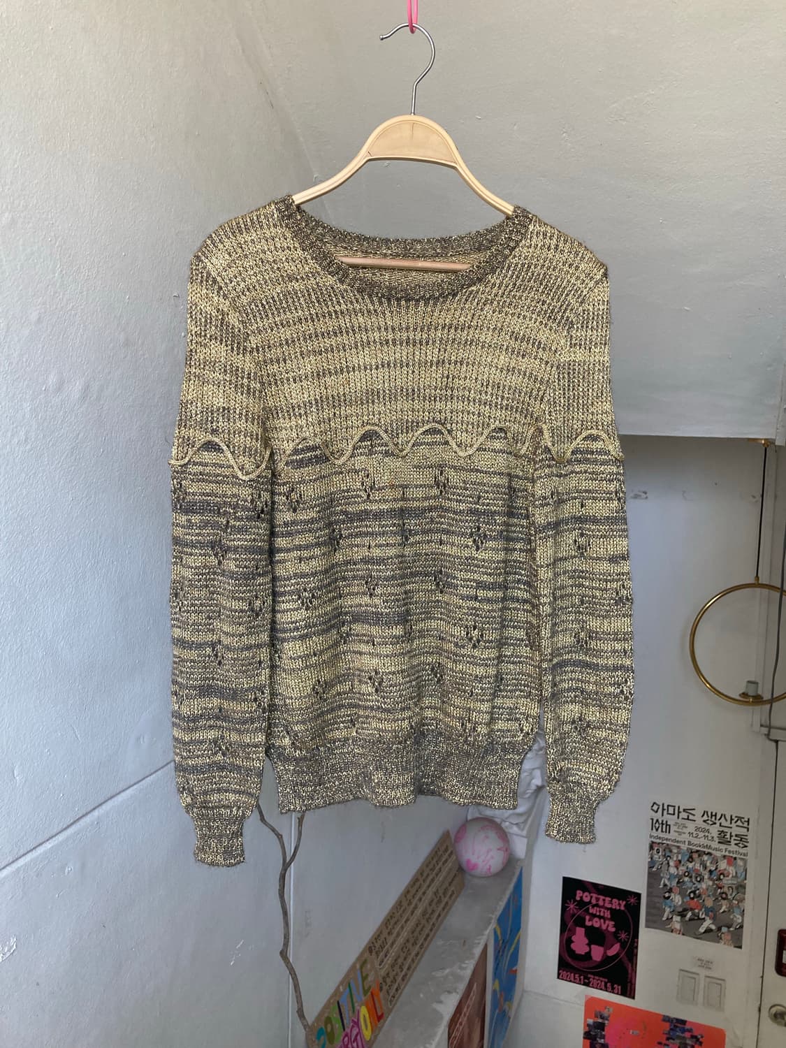 Golden 글리터 에스닉 니트 상품이미지1