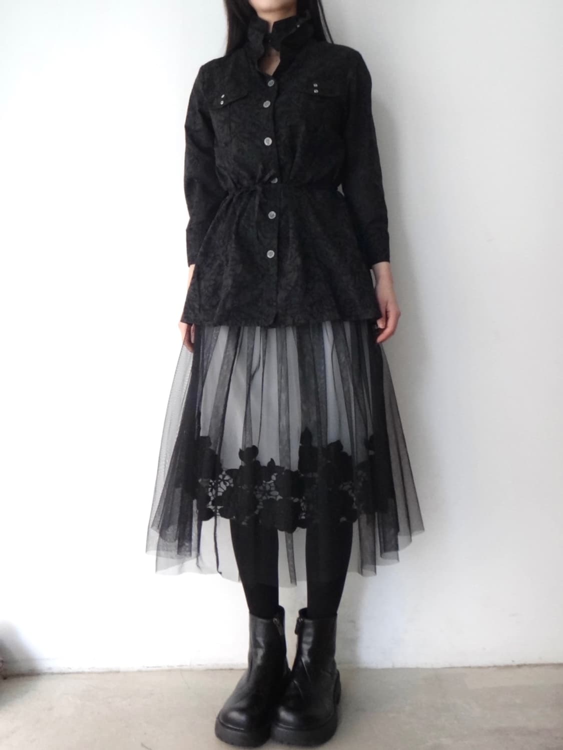 Jaqurd pattern high detail blouse  상품이미지4