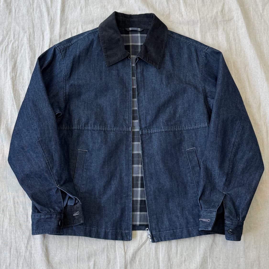 유니클로 배색카라 오버핏 데님 자켓 S 상품이미지1