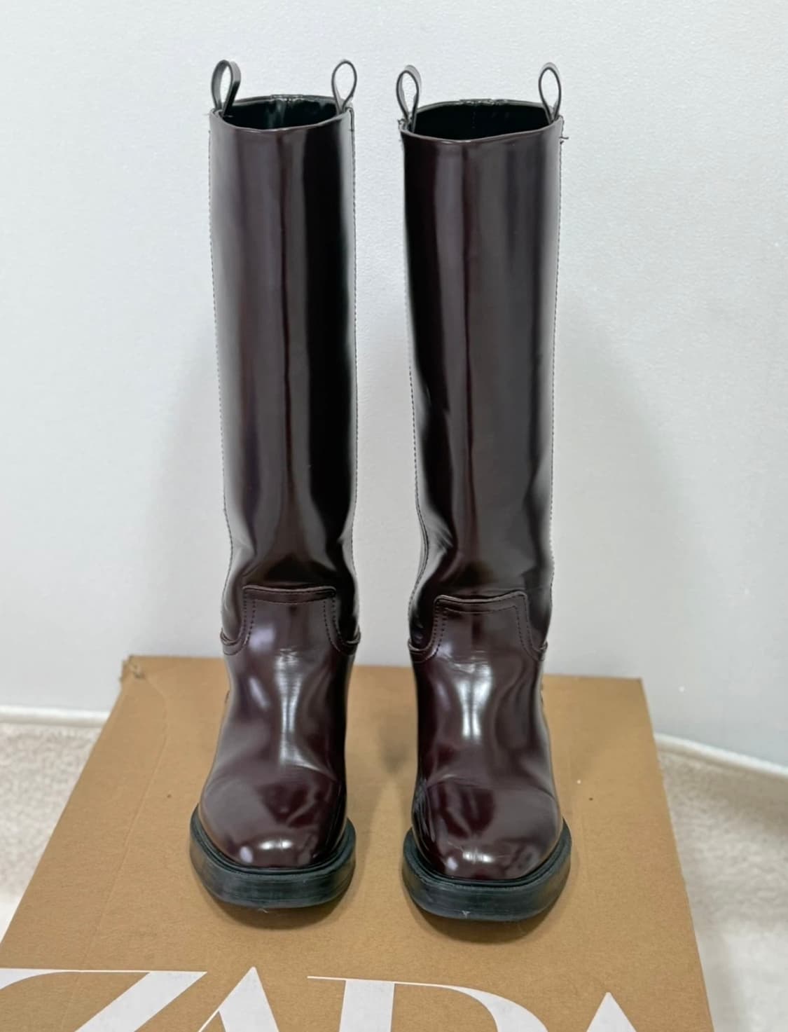 [ 자라(ZARA)]  딥 버건디 기모 롱부츠 (EU 37) 상품이미지5