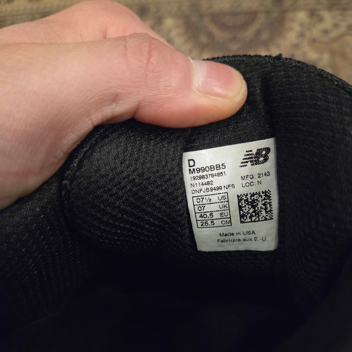 뉴발란스 990v5 트리플 블랙 255 상품이미지7