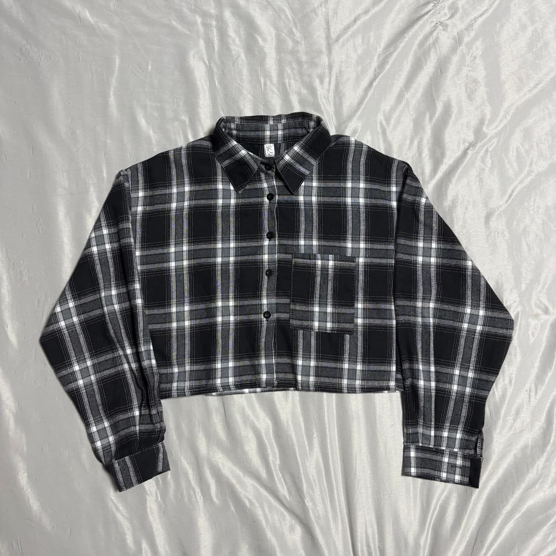 크롭 체크  남방 셔츠  F  상품이미지1
