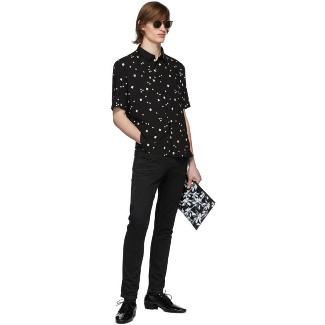 생로랑 스퀘어 패턴 비스코스 반팔 셔츠 상품이미지8