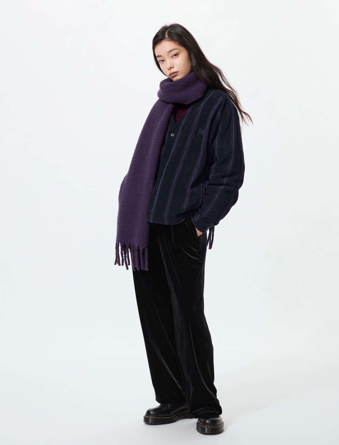 [S]니들스 유니클로 후리스 오버사이즈 스트라이프 가디건(프린트)S~M 상품이미지4