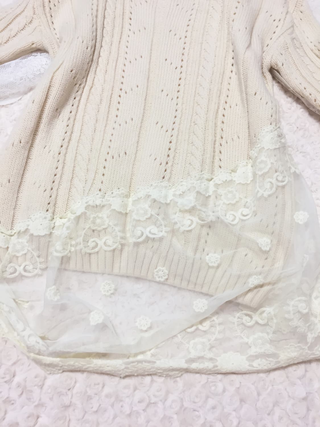 빈티지 cawaii 아이보리 레이스 니트 상품이미지3