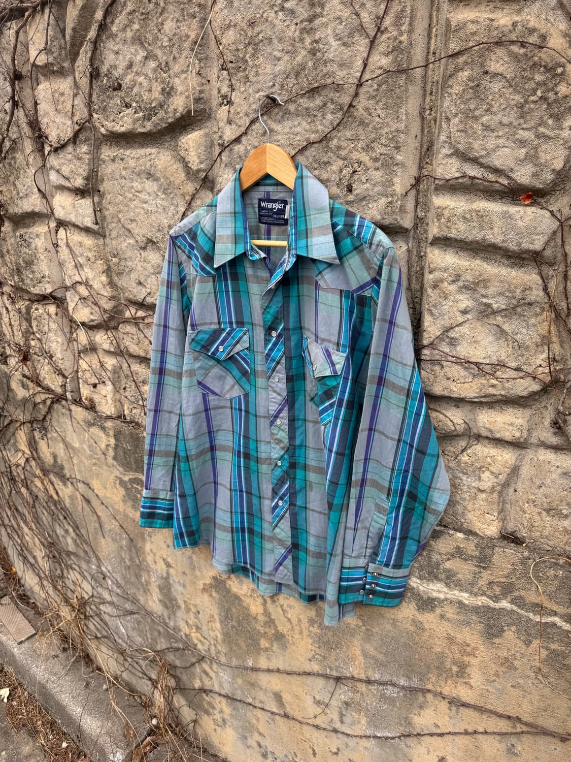 90s 랭글러 빈티지 카우보이컷 체크 웨스턴 셔츠 105 상품이미지3