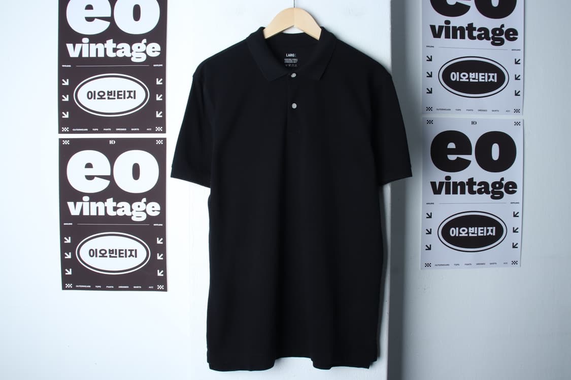 (L-XL) 지오다노 반팔 카라 티셔츠 블랙 무지 기본-H32829 상품이미지2