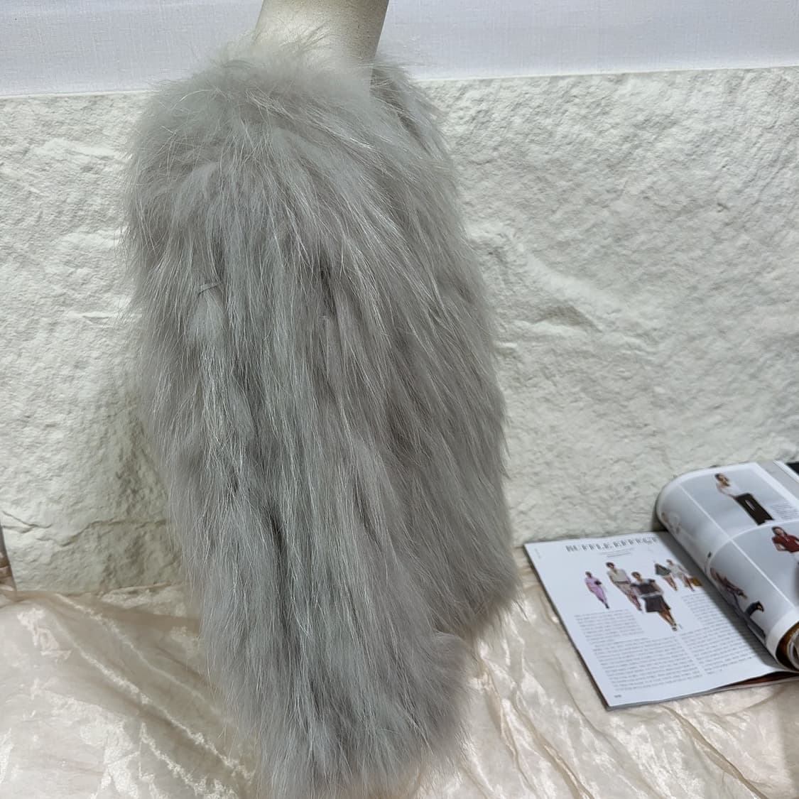 빈티지 그레이 라쿤퍼 8부소매 자켓 상품이미지3