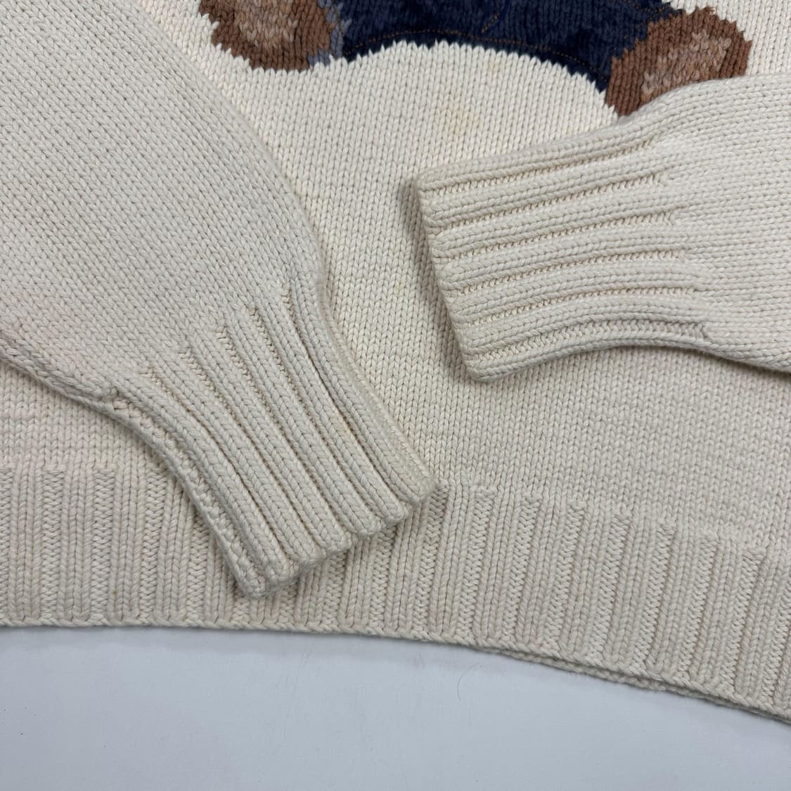 폴로 랄프로렌 올드 폴로베어 핸드메이드 코튼 니트 아이보리 XL 상품이미지4