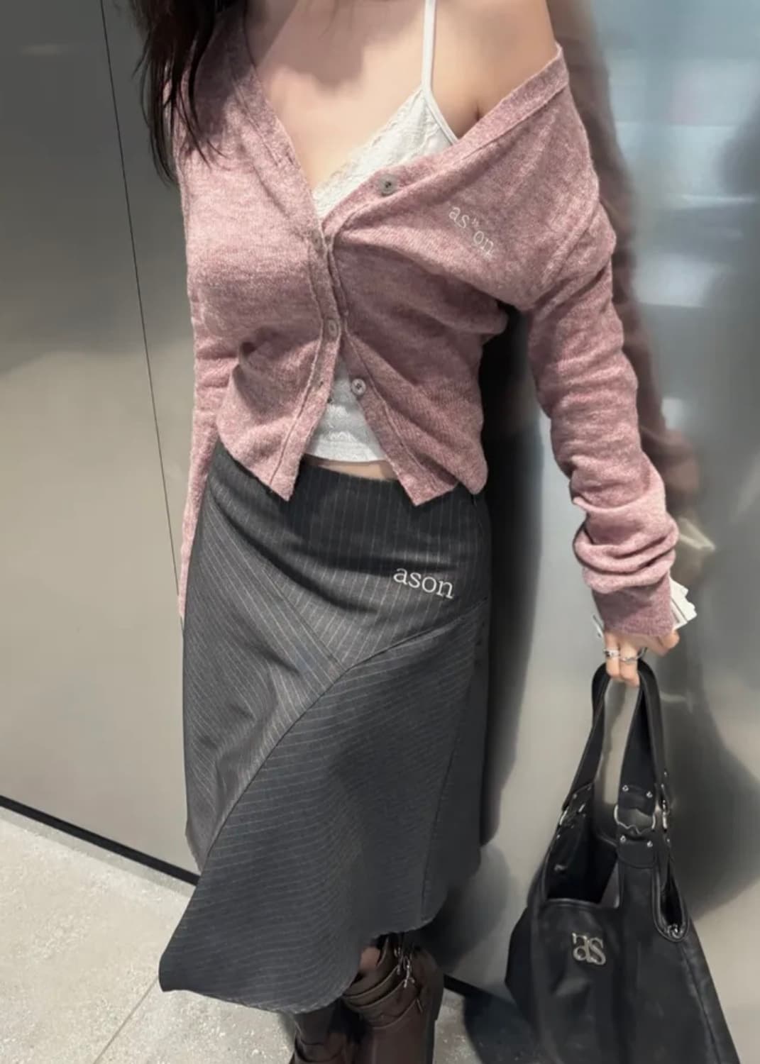 애즈온 베를린 가디건 핑크 상품이미지2