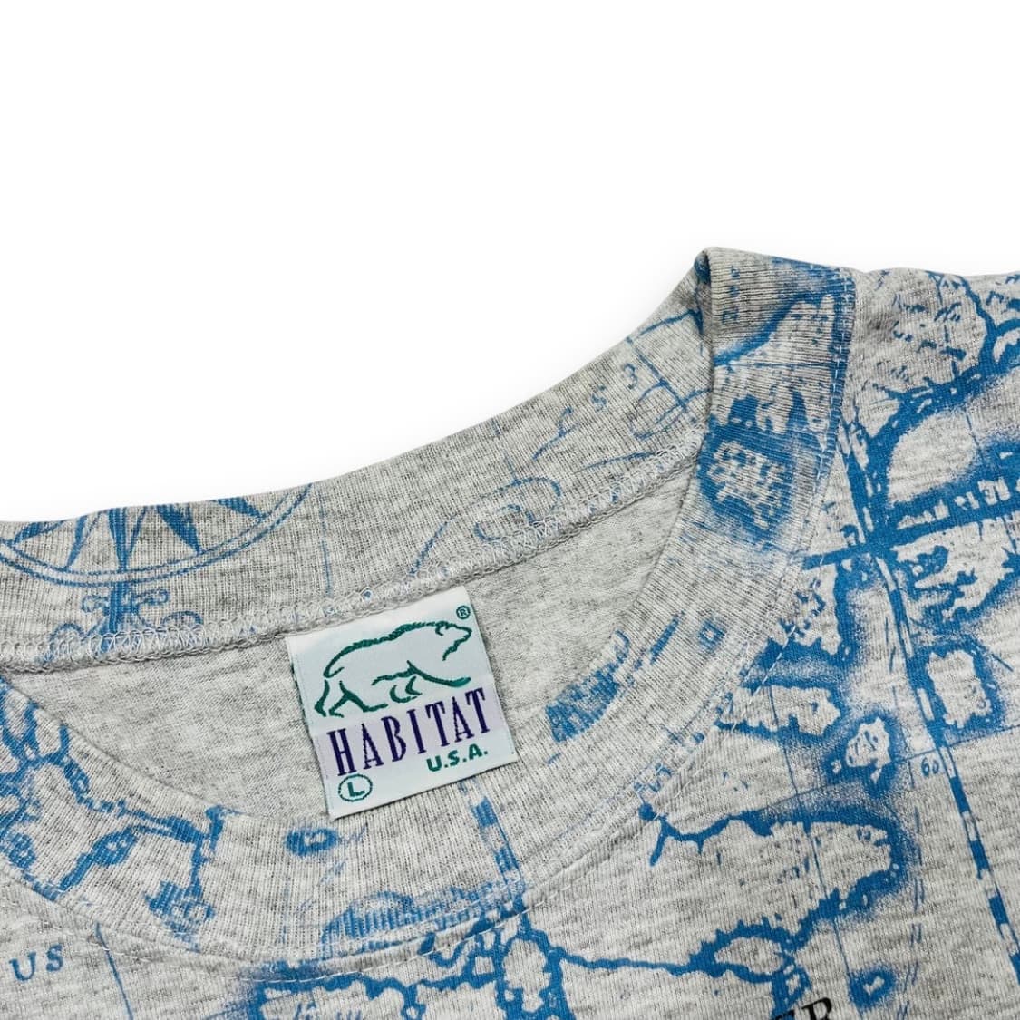HABITAT U.S.A 90s 혹등고래 맵 아트 반팔 티셔츠 상품이미지4