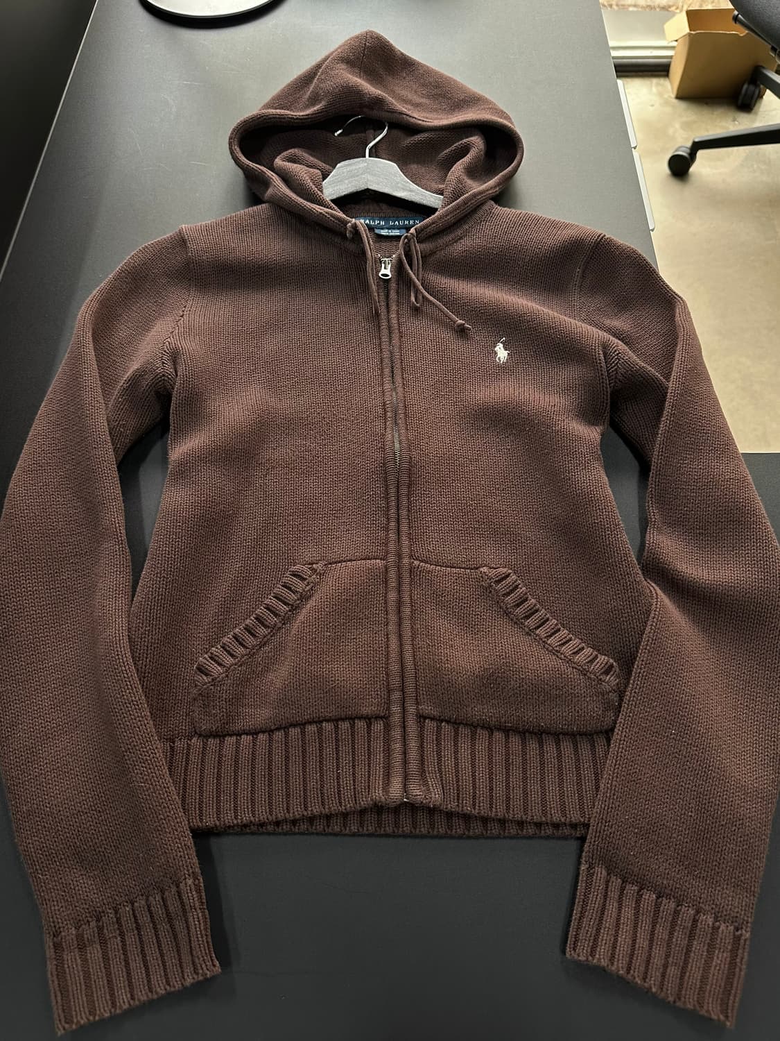 폴로랄프로렌 니트 후드집업 빈티지초코 상품이미지4