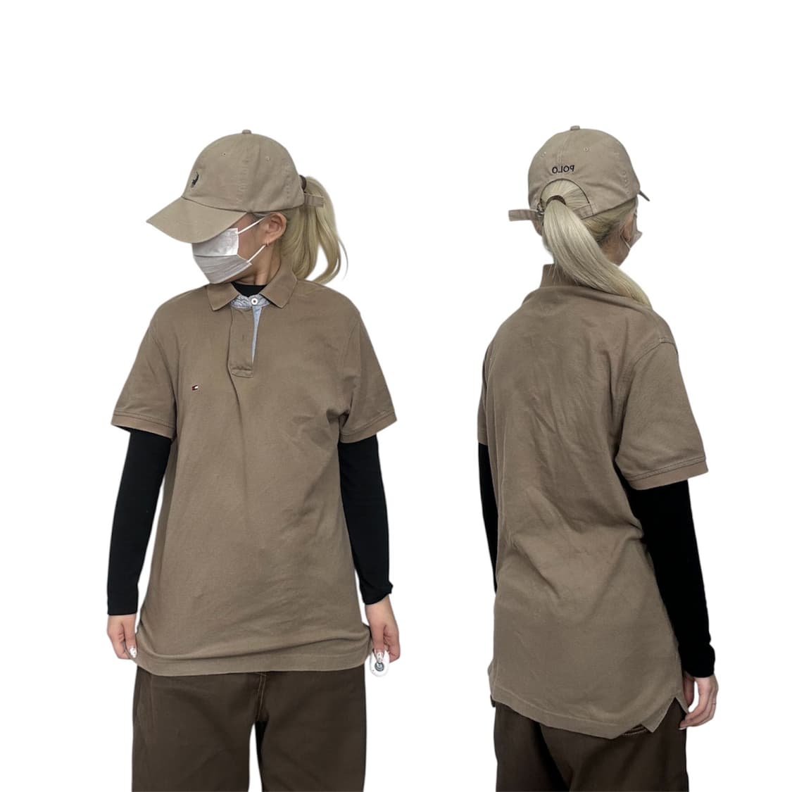 타미 힐피거 베이지 반팔 카라 티셔츠 M 상품이미지1