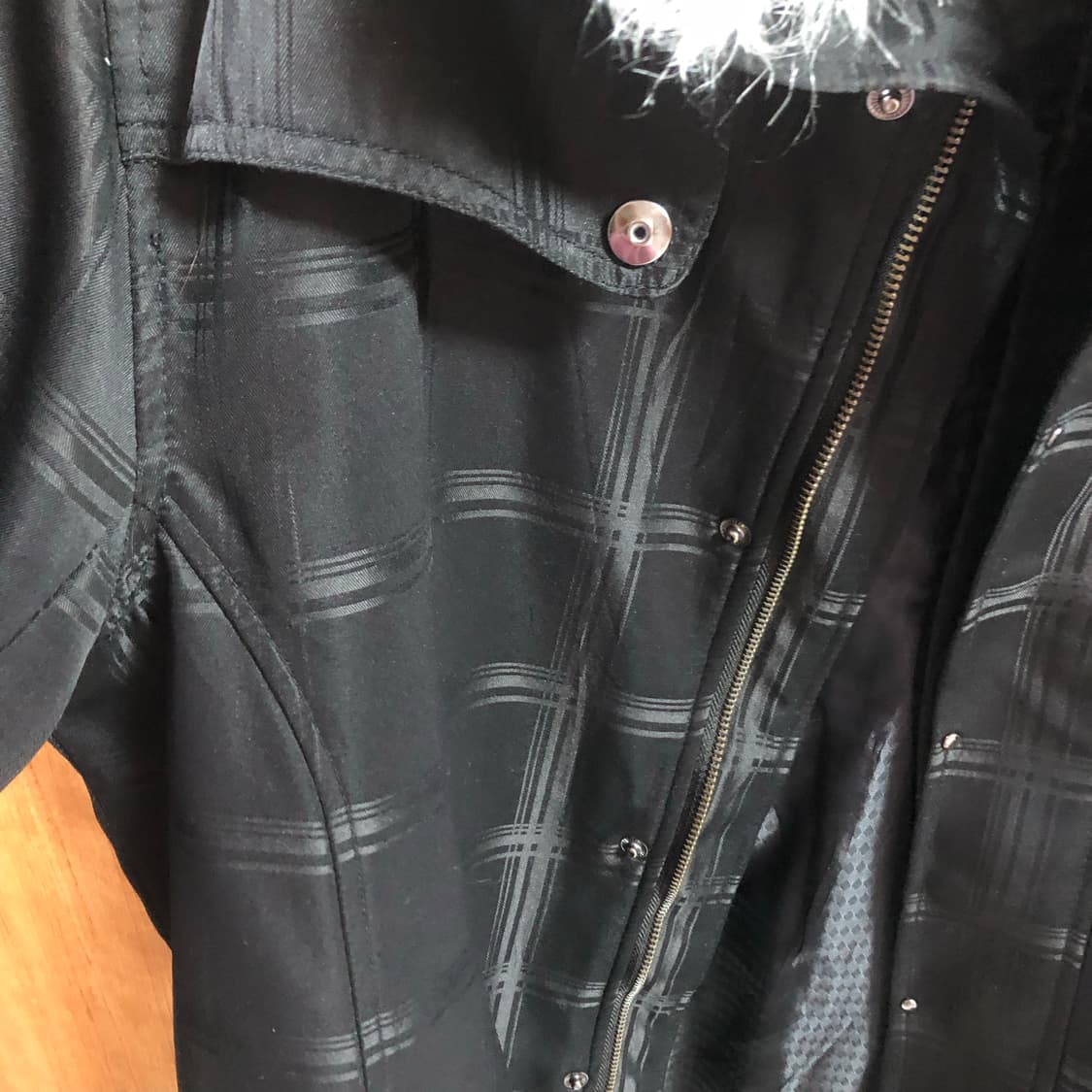 (하자있음) 빈티지 체크 롱 아우터 야상 자켓 패딩 상품이미지6