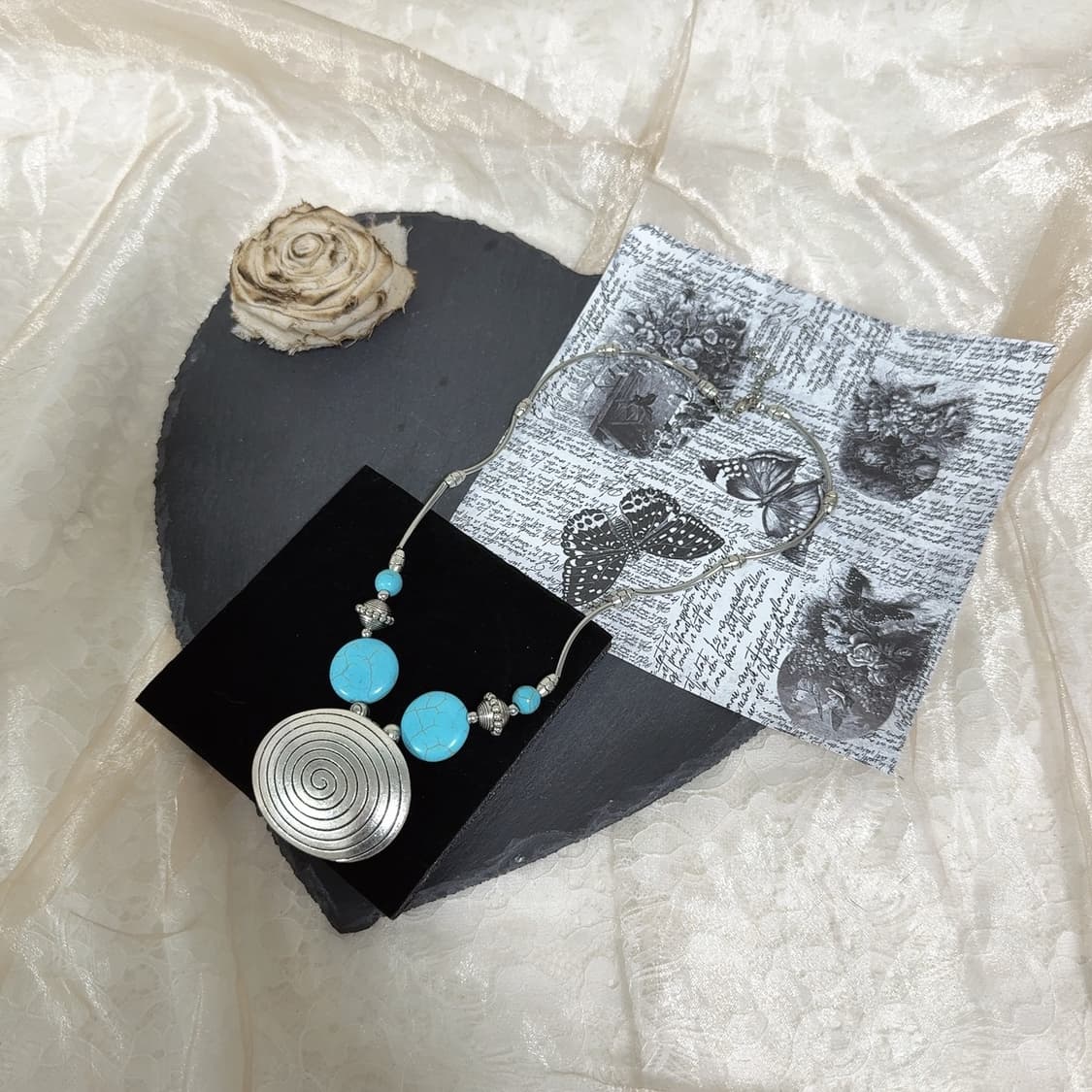 빈티지 터키석 소용돌이 목걸이 상품이미지2