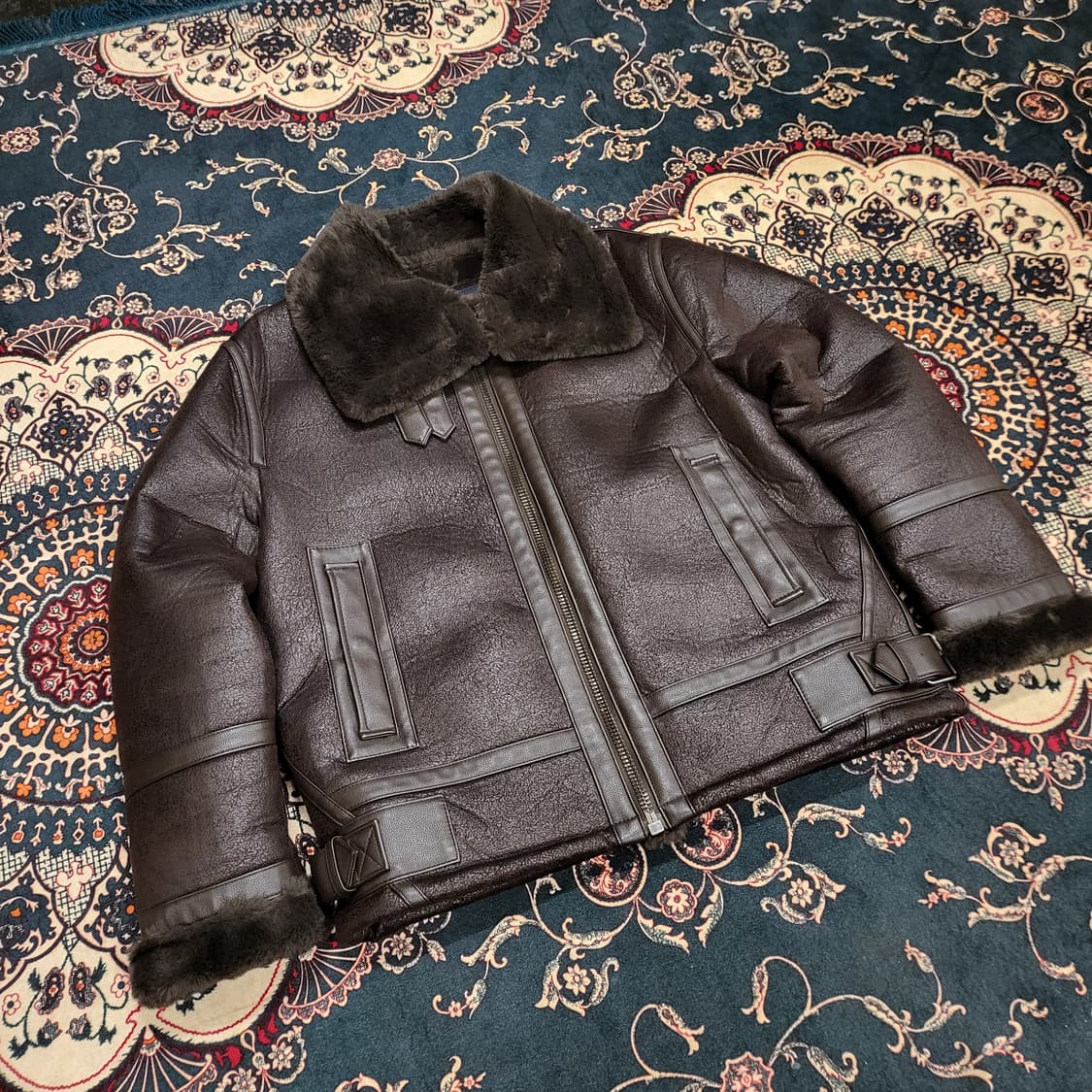 버커루 하이넥 빈티지 무스탕 자켓 (L) 상품이미지3