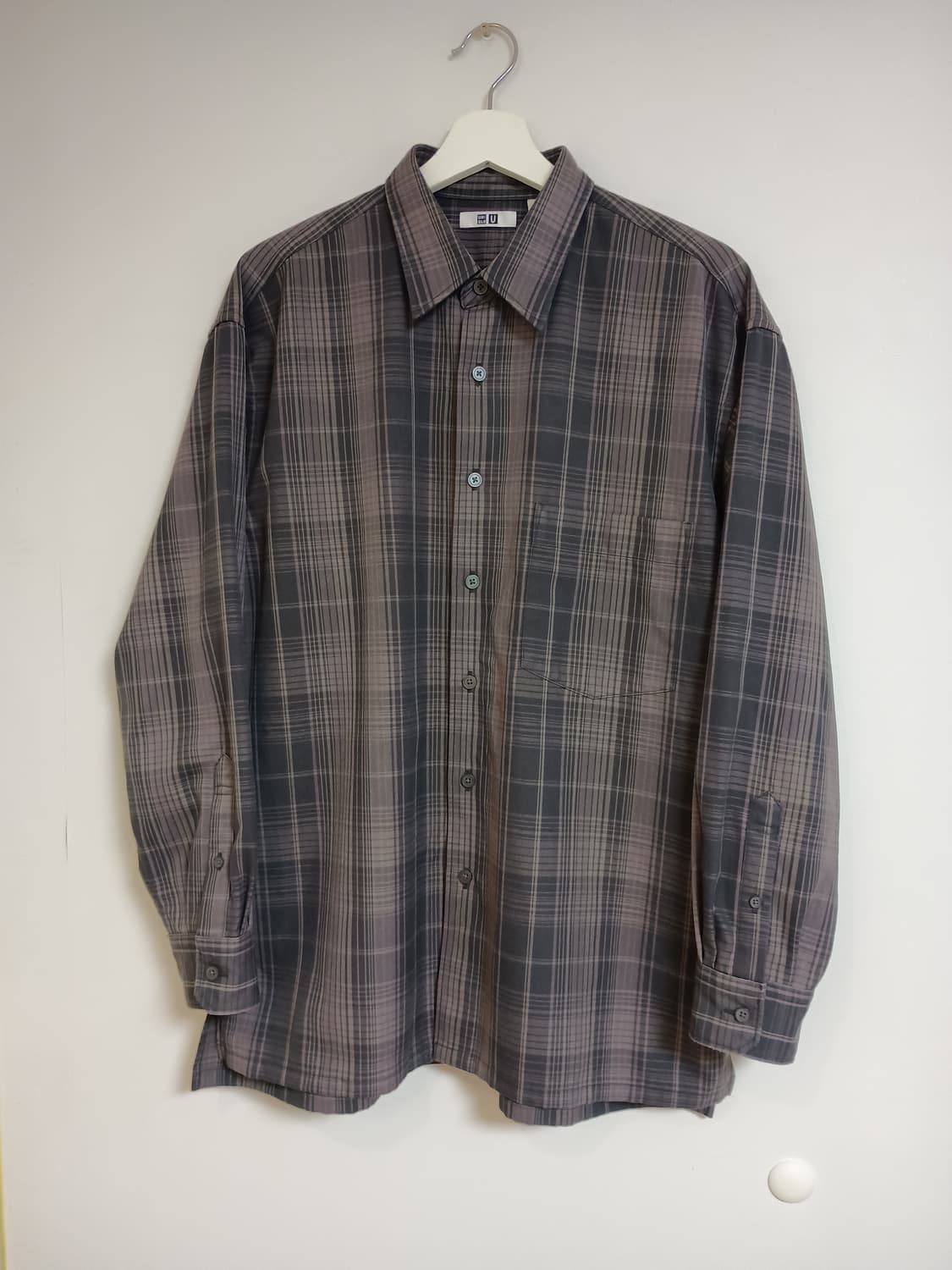 유니클로 U 플란넬 오버사이즈 체크셔츠 L사이즈 상품이미지2