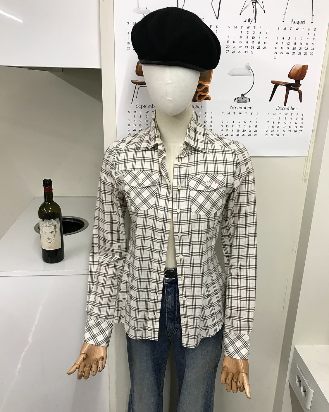 버버리 로고 핑크 배색 체크 셔츠 상품이미지5