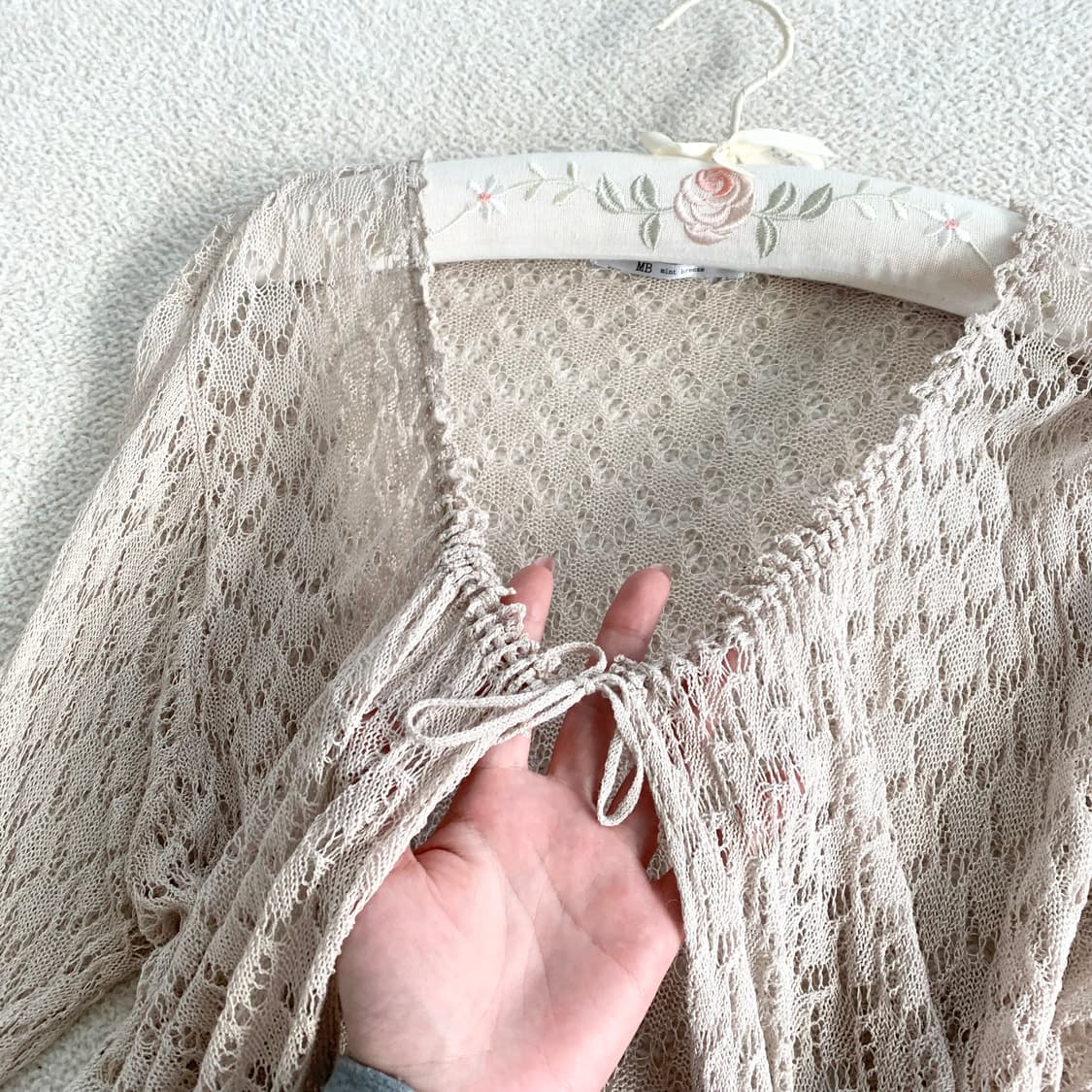 밀크티여리핏 ♥ 그물 가디건 상품이미지3