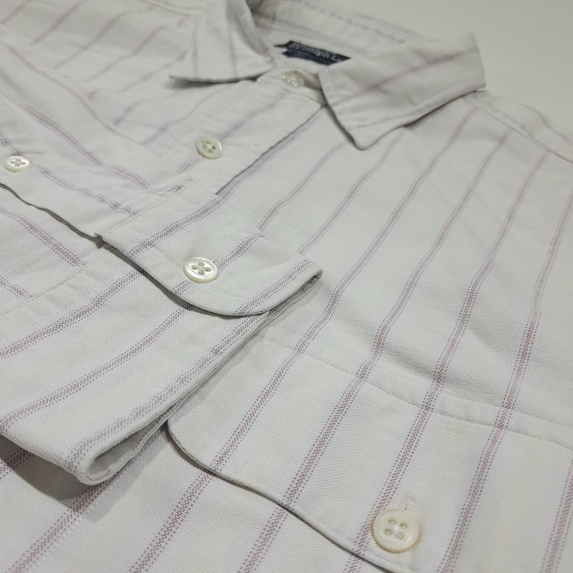 CK089 L 폴로 90s 싱가포르판 올드스쿨 스트라이프 워크 셔츠 남 상품이미지4