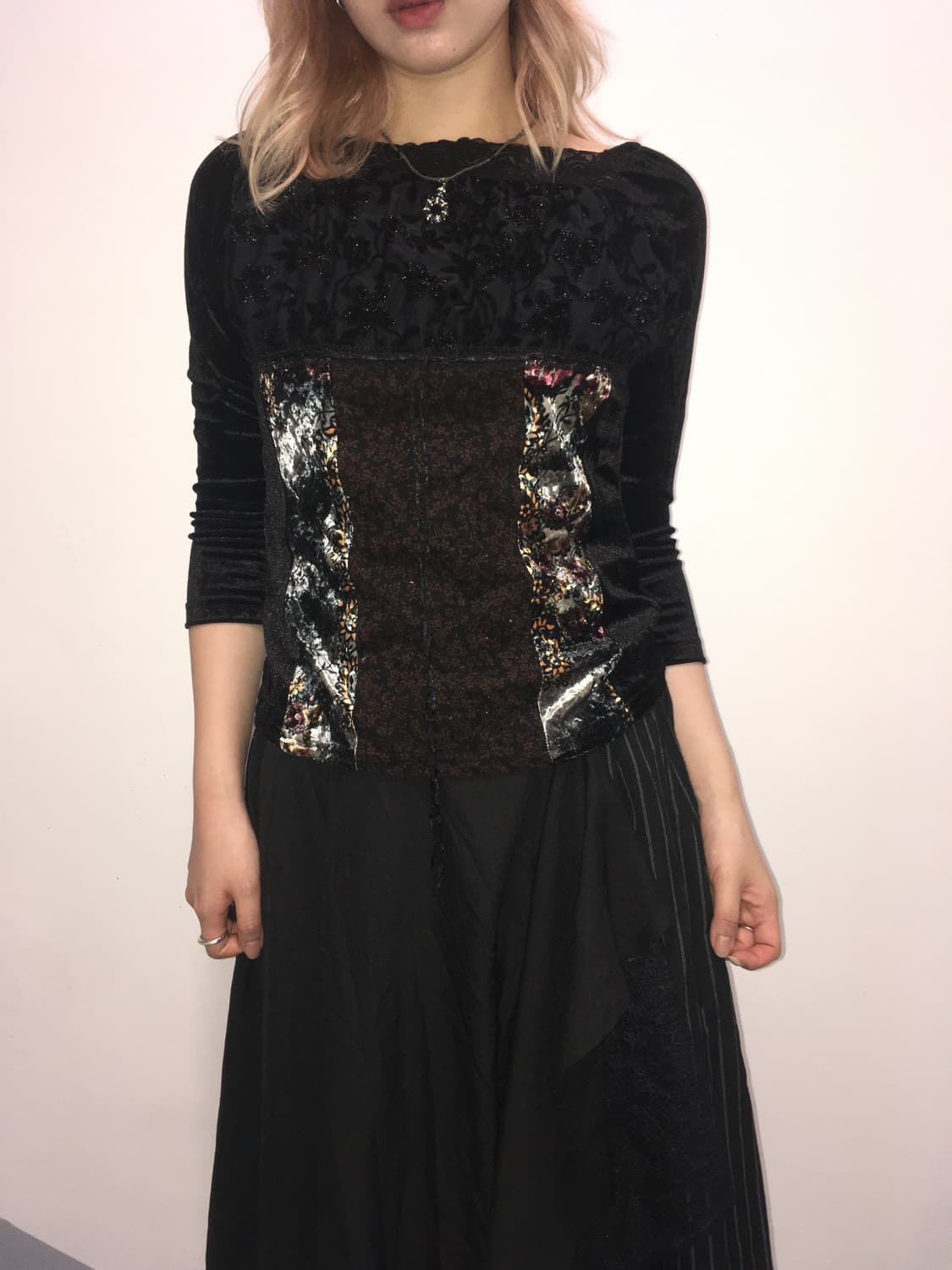 jpn vintage antique velour blouse 상품이미지3