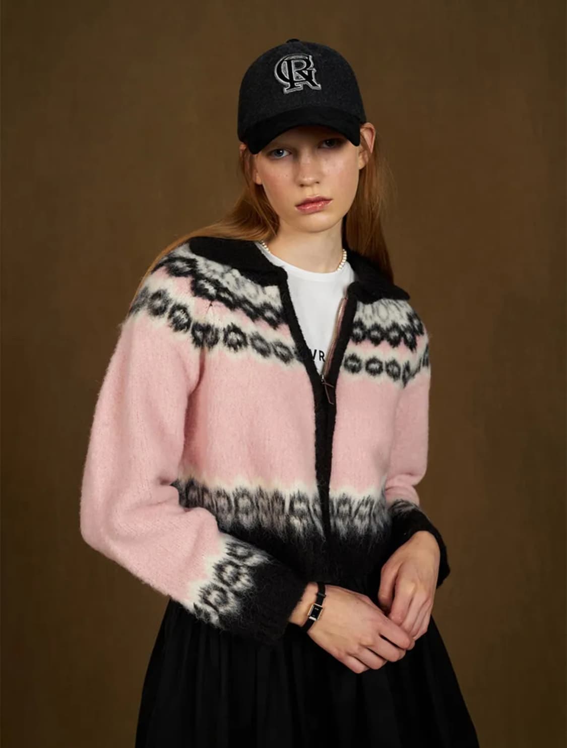 그로브 엘던 니트 집업 핑크 상품이미지2