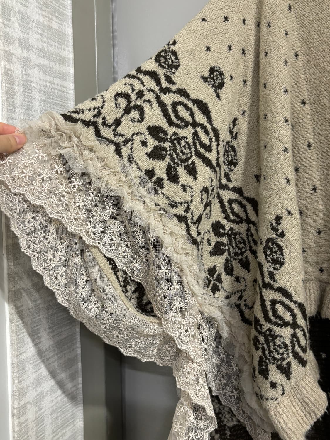 엑시즈팜 레이스 니트 케이프 판초 판쵸  라떼갸루 모리걸 히메 상품이미지3