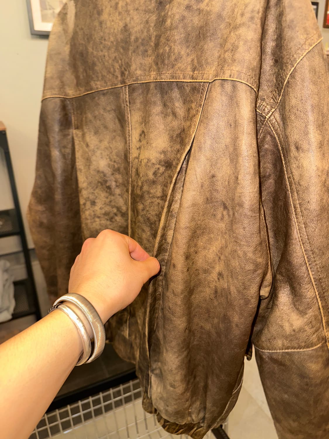 90’s Japanese real leather aging bomber  상품이미지9