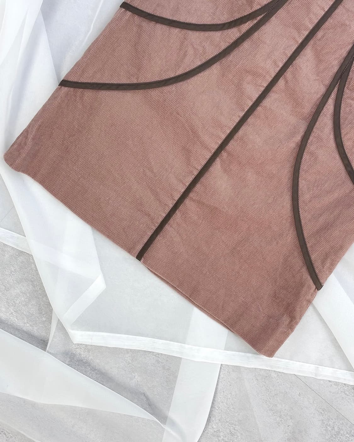 LOUNIE 인디핑크 모카 파이핑 코듀로이 미디 스커트 상품이미지6