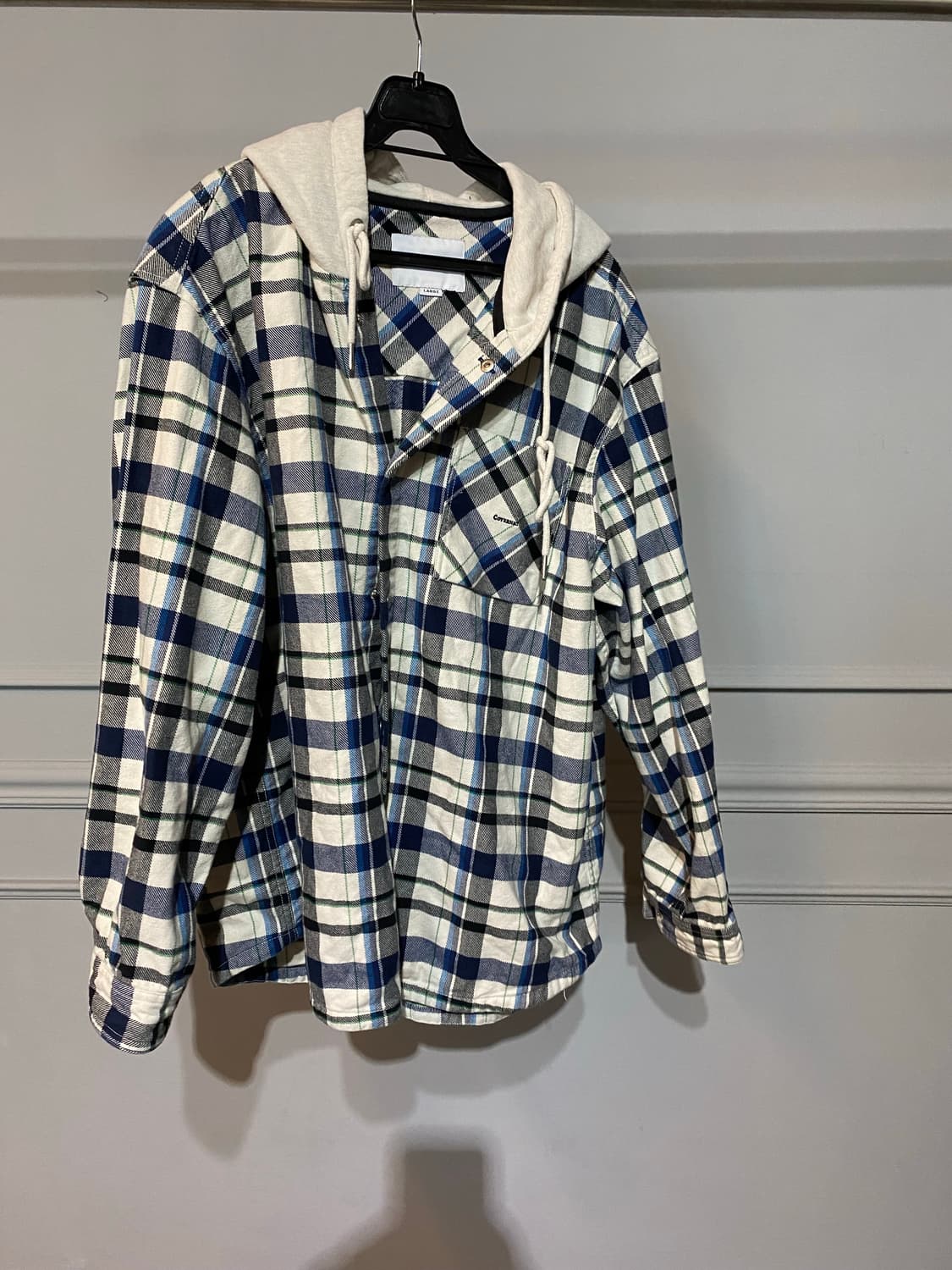커버낫 후드 체크 셔츠 남방 L 상품이미지2