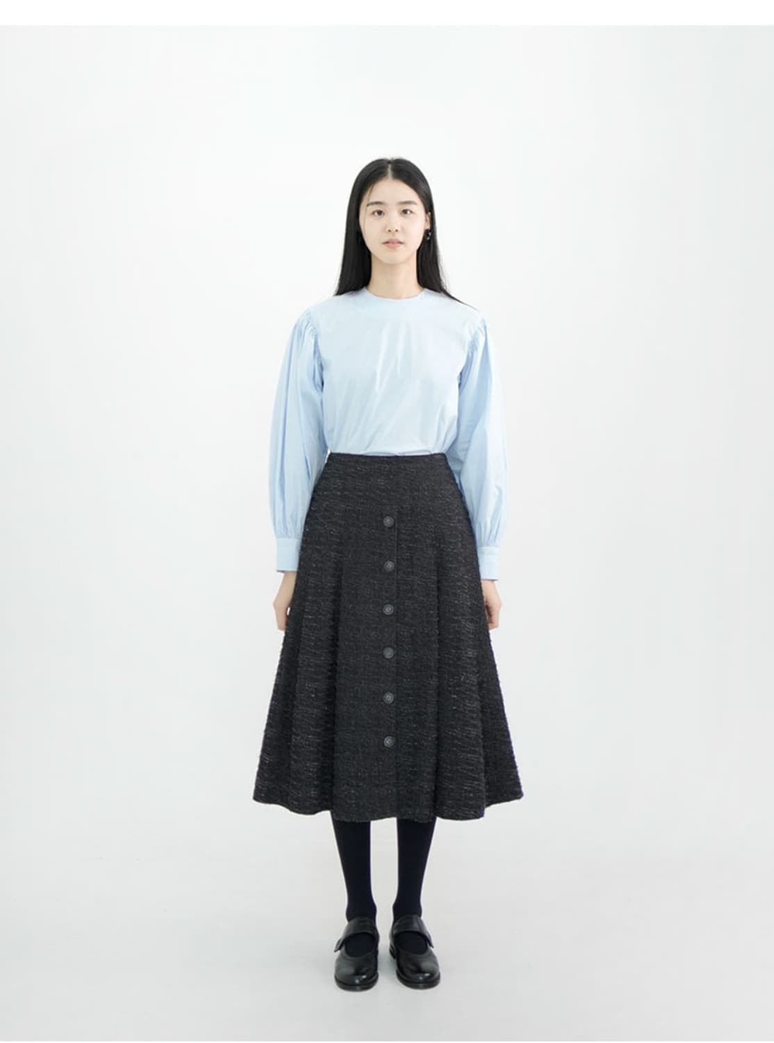 유노이아 차밍 블라우스 하늘색 상품이미지3