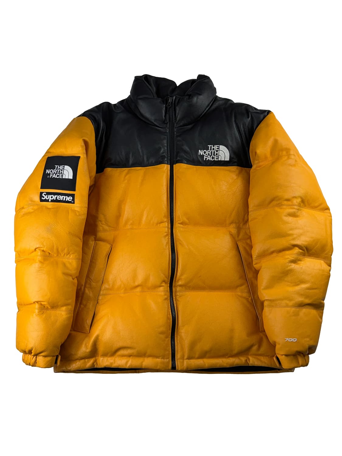 슈프림 x 노스페이스 레더 눕시 자켓 옐로우 상품이미지1