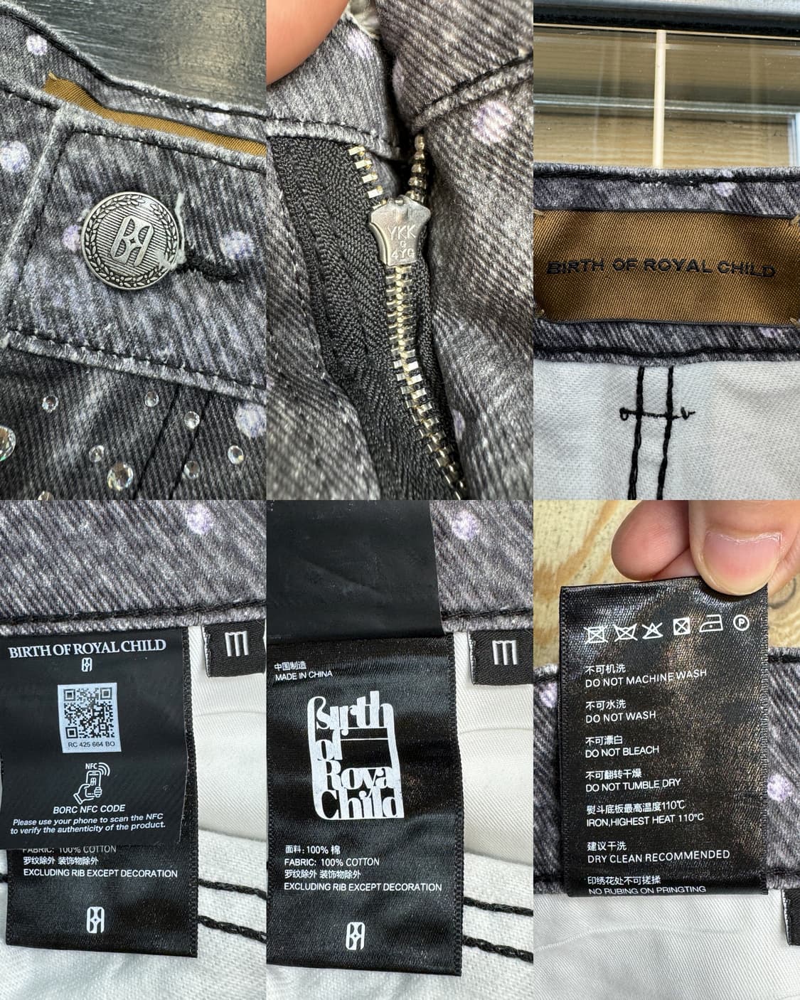 벌스오브로얄차일드 24AW 스와로브스키 데님 팬츠 상품이미지9