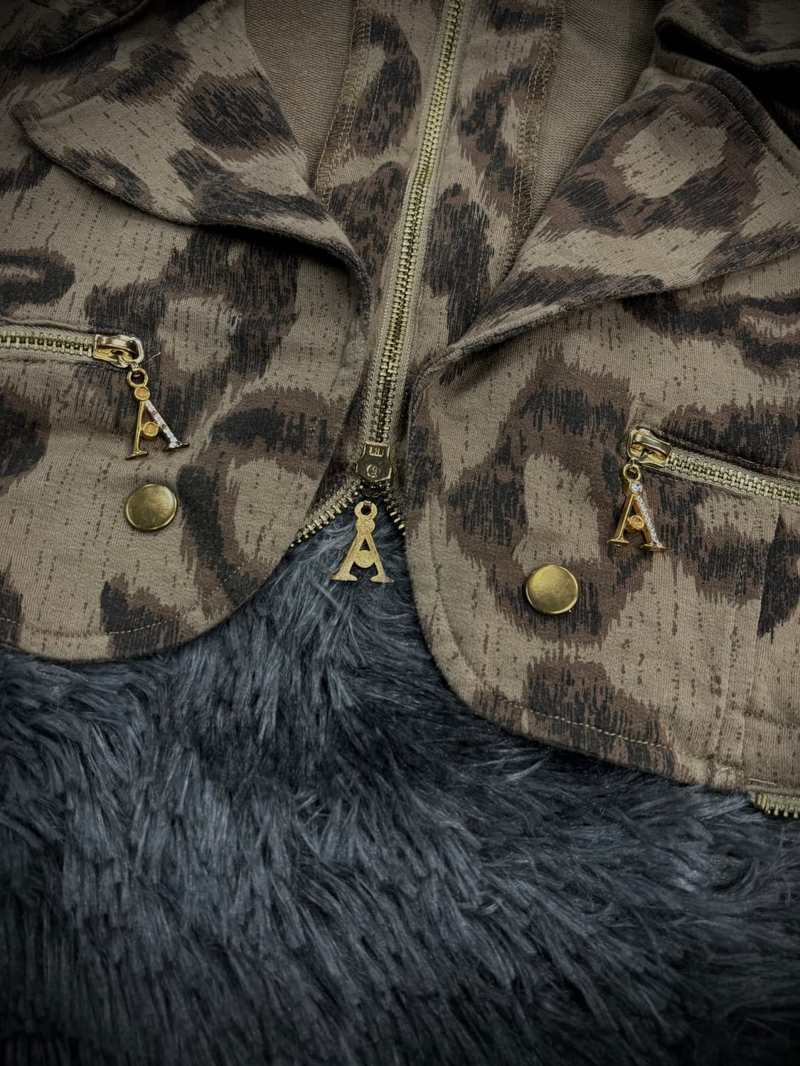 ANZU 레오파드 크롭 지퍼 디테일 자켓 상품이미지3