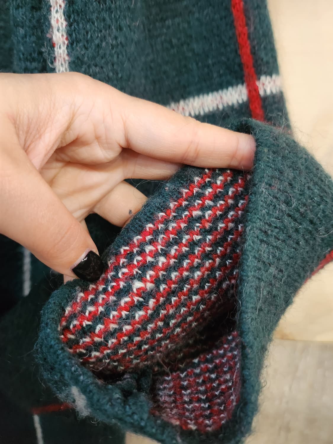 640) 베네통 딥그린 체크 롱 가디건 코트 상품이미지4