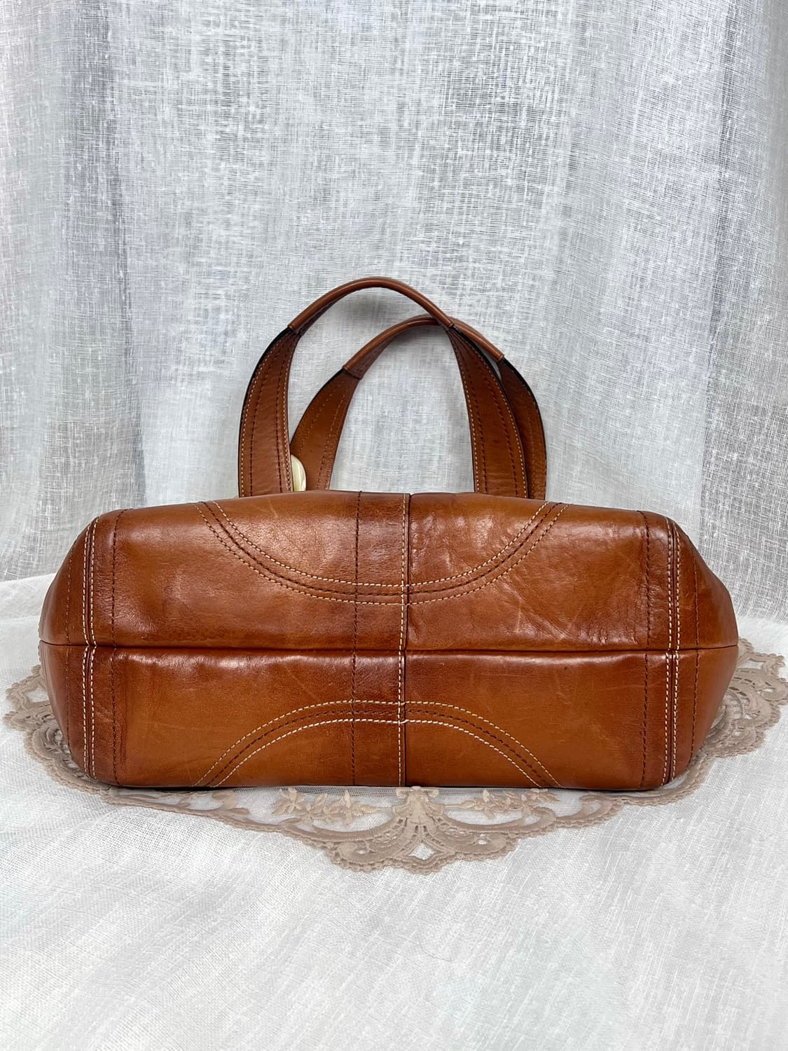 Old coach 헤리티지 브라운 레더 더블 포켓 토트백 숄더백 상품이미지7