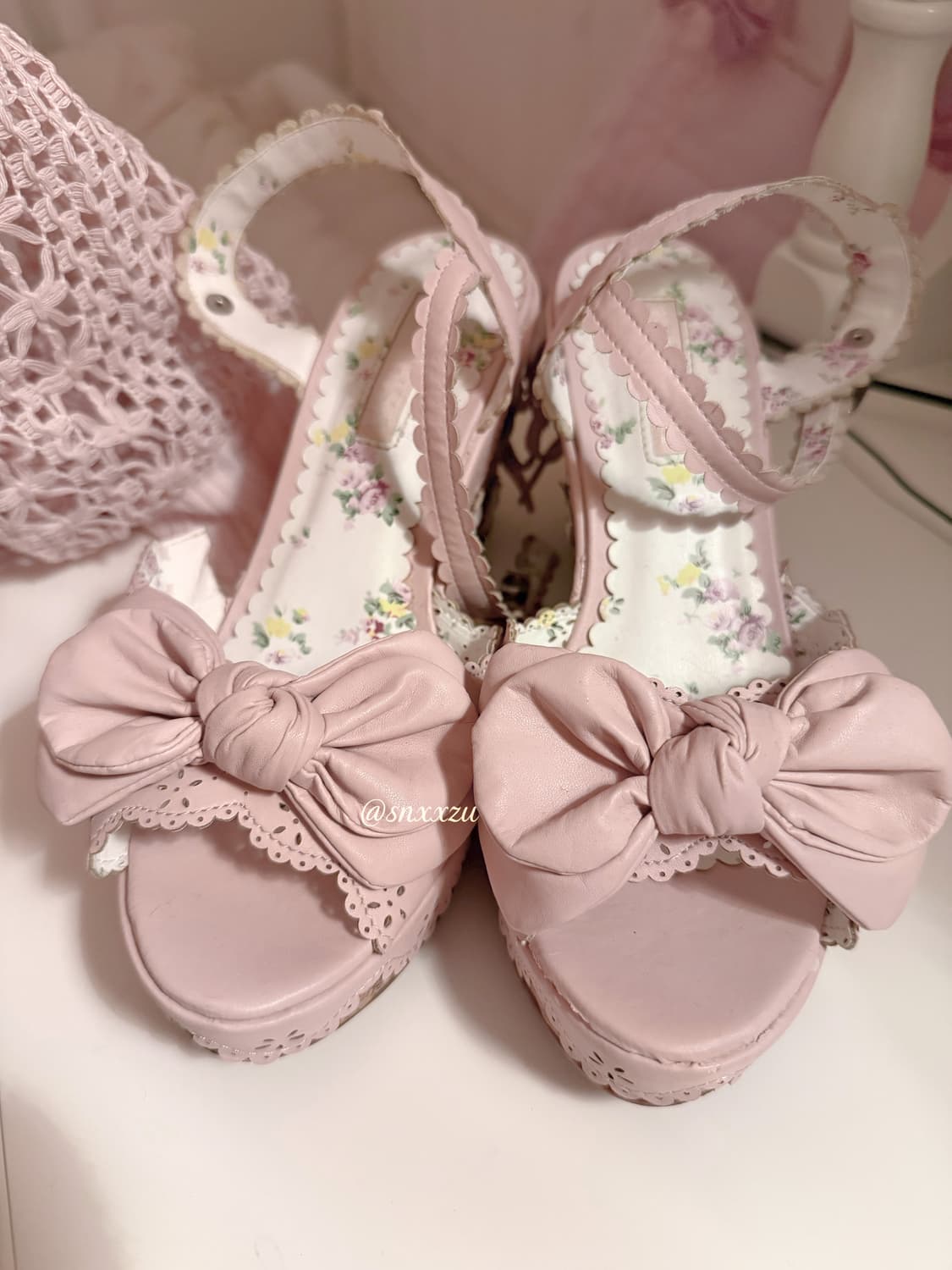 리즈리사 레어 핑크리본 구두 히메카지라떼갸루 핀터깔 샌들힐 y2k 상품이미지3