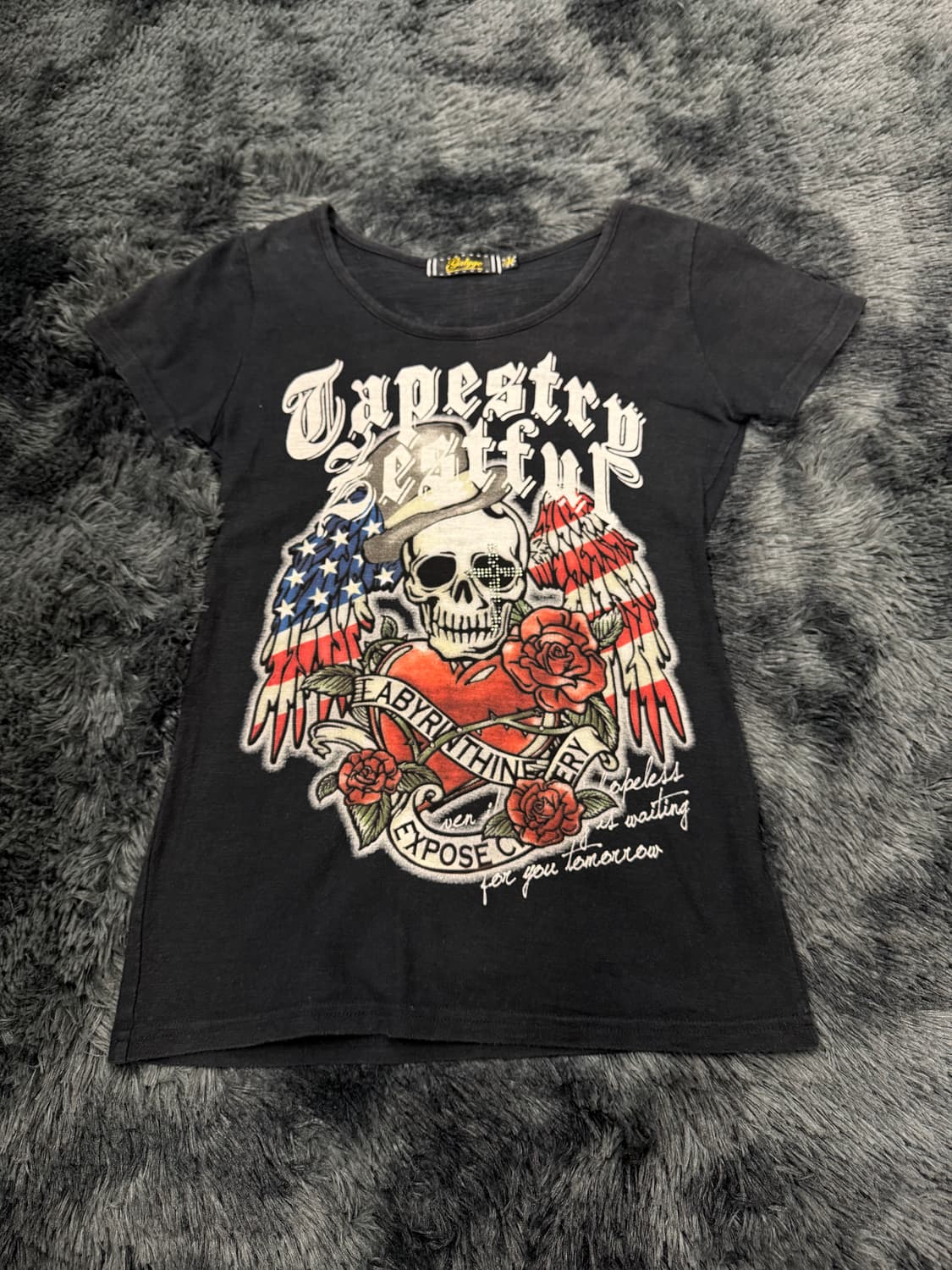 해골&십자가 올드스쿨 레터링 반팔 상품이미지2