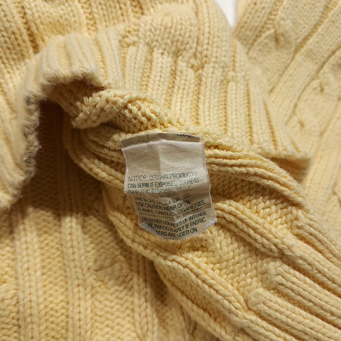 CL377 XL 엘엘빈 90s 코튼 케이블 레몬옐로우 니트 스웨터 상품이미지5