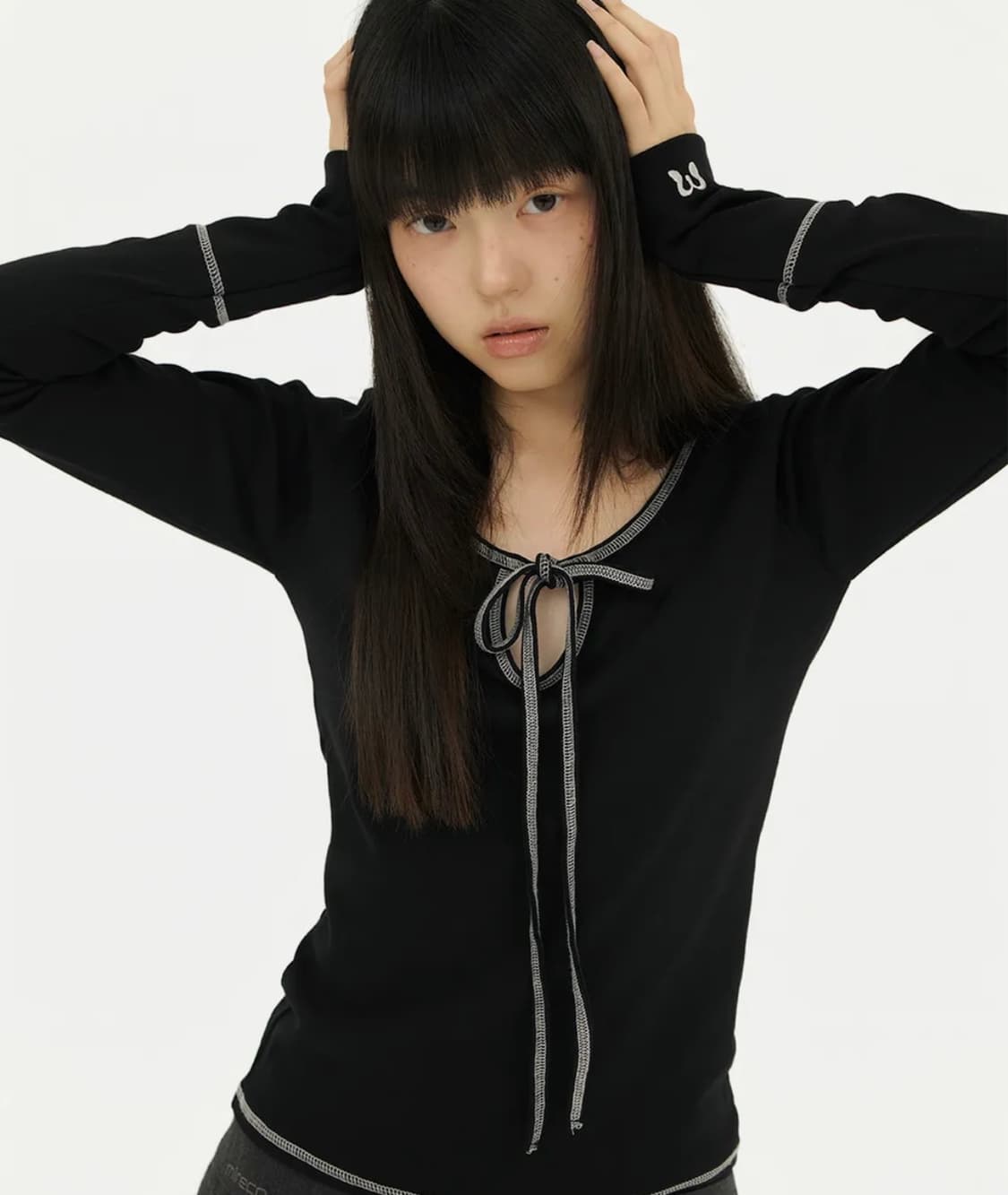 미레코 스티치 리본티 블랙 상품이미지3